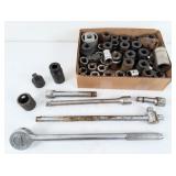 Group of 3/4" Drive Ratchet, Sockets, Etc.