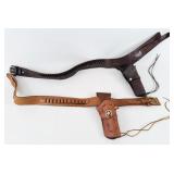 (2) Leather Western Holsters with Cartridge Belts