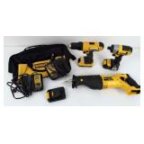 (3) Dewalt Cordless Tools w/ Batteries & Bag