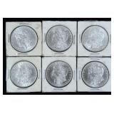 (6) AU-BU 1885 O Morgan 90% Silver Dollars