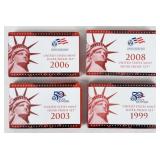 (4) U.S. Mint Silver Proof Sets, 1999-2008