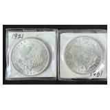 (2) High Grade 1921 P Morgan Silver Dollars