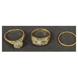 (3) 14K Gold Rings, (2) w/ Diamonds
