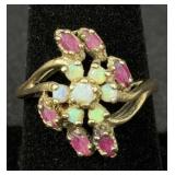10Kt. Yellow Gold Ladies Cocktail Ring w/ Opals