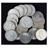 (20) 1922 Peace 90% Silver Dollars