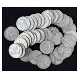 (40) Franklin 90% Silver Half Dollars