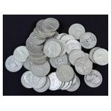 (49) Washington 90% Silver Quarters, 1936-64