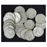 (20) Franklin 90% Silver Half Dollars