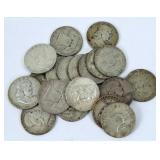 (20) Franklin Silver Half Dollars
