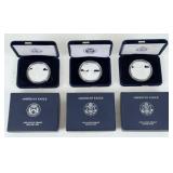 (3) American Eagle 1 Oz. .999 Silver Proof Coins