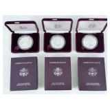 (3) American Eagle 1 Oz. .999 Silver Proof Coins