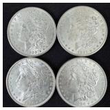 (4) BU Morgan 90% Silver Dollars