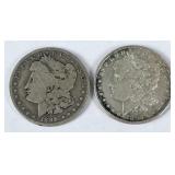 (2) 1896 O Morgan 90% Silver Dollars