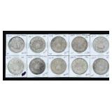 (10) Mexico 8 Reales Silver Coins, 1854-1873