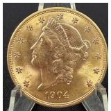 US 1904 Liberty Head $20 Gold Double Eagle