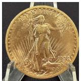 US 1908 Saint Gaudens $20 Gold Double Eagle