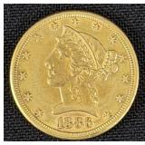 US 1886 S Five Dollar Gold Half Eagle Coin