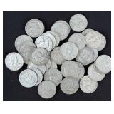 (40) Franklin 90% Silver Half Dollars