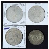 (4) Mexico 90% Silver Coins, 1893-1934