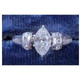 14Kt. Gold Marquis Cut Diamond Engagement Ring
