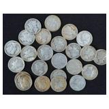 (24) Mercury Silver Dimes, 1916-1919