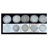 (10) Peace 90% Silver Dollars, 1921-1934