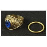 10Kt Class Ring and 18Kt Gold Band