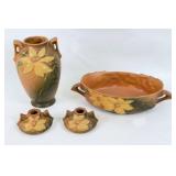 (4) Roseville Pottery Brown Clematis Art Pottery