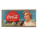 1952 Serve Coca Cola At Home Cardboard Sign