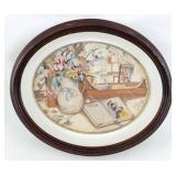 19 C. Walnut Frame w/ Gone with Wind Cross Stitch