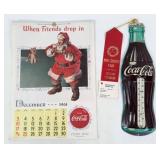 Coca-Cola Bottle Thermometer & 1961/62 Calendar