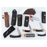 (4) Buck Knives, Holsters/Sheathes, & Deer Gutter