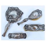 Art Nouveau Lady Sterling Silver Dresser Set