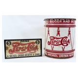 1930's/1940's Pepsi:Cola Tin Sign & Syrup Drum