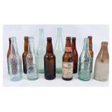 (11) Glass Beer Bottles & Stoneware Beer Bottle