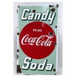 1950's Coca Cola Candy and Soda Porcelain Sign