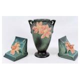 Roseville Pottery Vase & Bookends