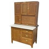 Refinished Oak Hoosier Cabinet w/ Porcelain Top