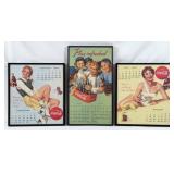 (3) Framed Coca-Cola Calendar Pages, 1952-57