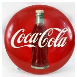 1950's - 60's Coca Cola 24' Button Sign w/ Bottle