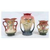 (3) Hull Art Pottery Double Handled Vases