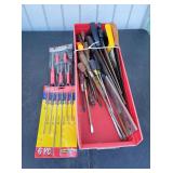 Box with Hand Saws & Assorted Screwdrivers