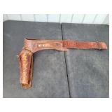 Vintage Leather Pistol Holster Belt, Mexican Made
