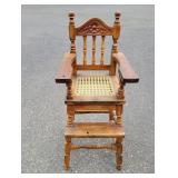 Antique Oak Wood Child Baby High Chair