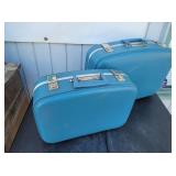(2) Vintage Blue Hard Plastic Luggage