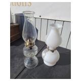 Vintage Milk Glass & Glass Oil Lamps