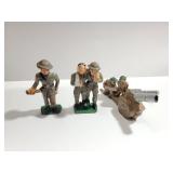 (3) Vintage Metal Toy Soldiers