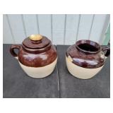 (2) Vintage Stoneware Bean Pots