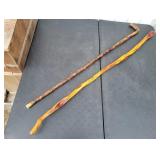 (2) Hand Carved Walking Sticks