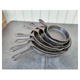(7) Assorted Cast Iron Pans, Various Brands